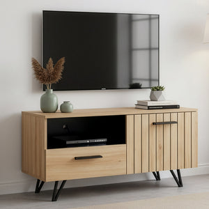 Meuble TV Noppen effet chêne noir [en.casa]