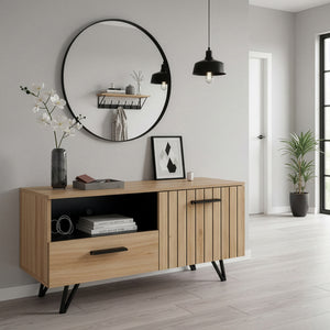 Meuble TV Noppen effet chêne noir [en.casa]