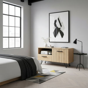 Meuble TV Noppen effet chêne noir [en.casa]