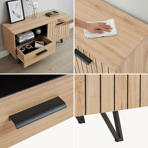 Meuble TV Noppen effet chêne noir [en.casa]