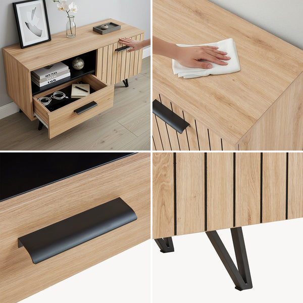 Meuble TV Noppen effet chêne noir [en.casa]