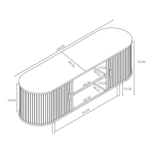 Meuble TV Tvedestrand bamboo 140 x 40 x 55 cm [en.casa]
