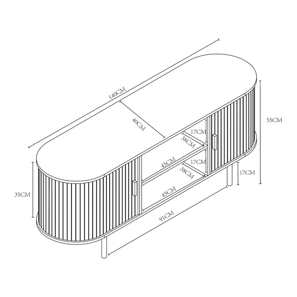 Meuble TV Tvedestrand bamboo 140 x 40 x 55 cm [en.casa]
