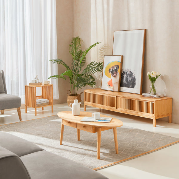 Meuble TV Videbæk bambou naturel [en.casa]