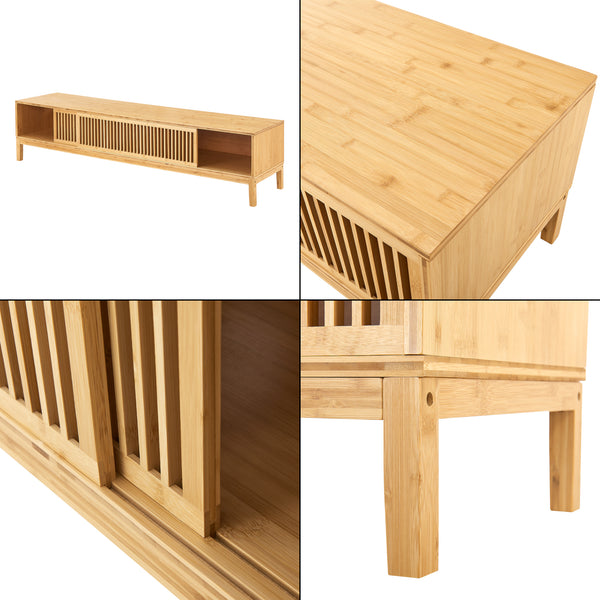 Meuble TV Videbæk bambou naturel [en.casa]