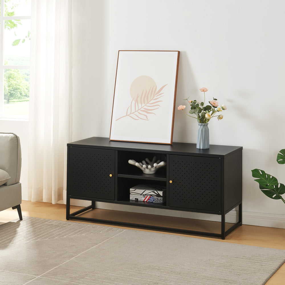 Meuble TV Janakkala acier noir [en.casa]