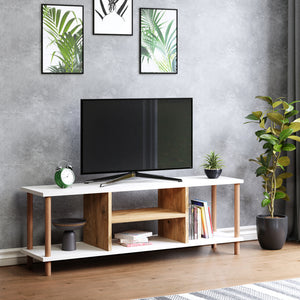 Meuble TV Ærøskøbing avec 2 compartiments de rangement 43x120x29 cm différentes couleurs [en.casa] - premiumXL