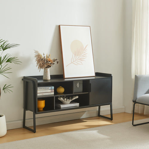Meuble TV Storfjord 120x34x63 cm Noir [en.casa] - premiumXL