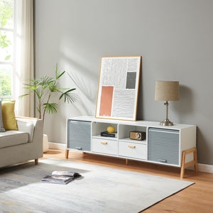 Meuble TV Kvaefjord 160x40x52 cm Blanc/Gris [en.casa] - premiumXL