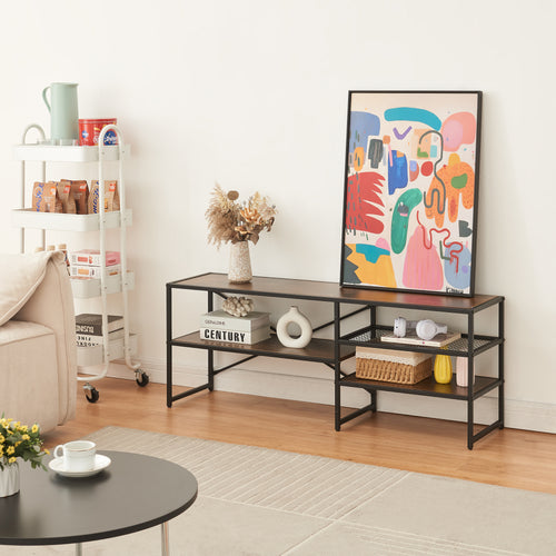 Meuble TV Västiarharg 120x30x46 cm Noir/Aspect Noyer [en.casa] - premiumXL