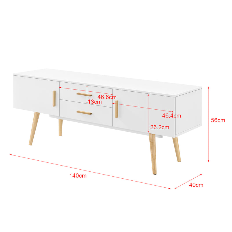 Croquis coté Meuble TV Alavus 140 x 40 x 56 cm [en.casa]