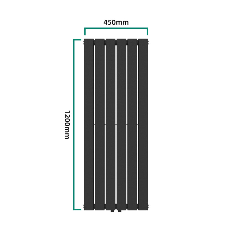 Croquis coté Radiateur à panneaux double Nore 1140 W acier 120 x 45 cm noir [neu.haus]