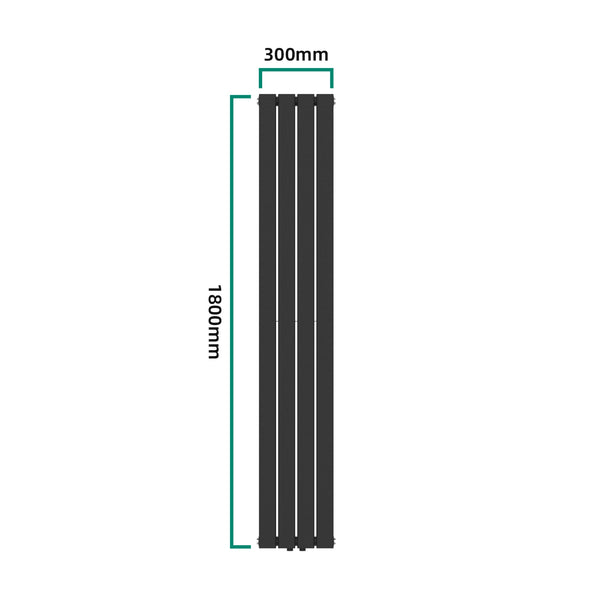Radiateur à panneaux double Nore 1122 W acier 180 x 30 x 7 cm noir [neu.haus]