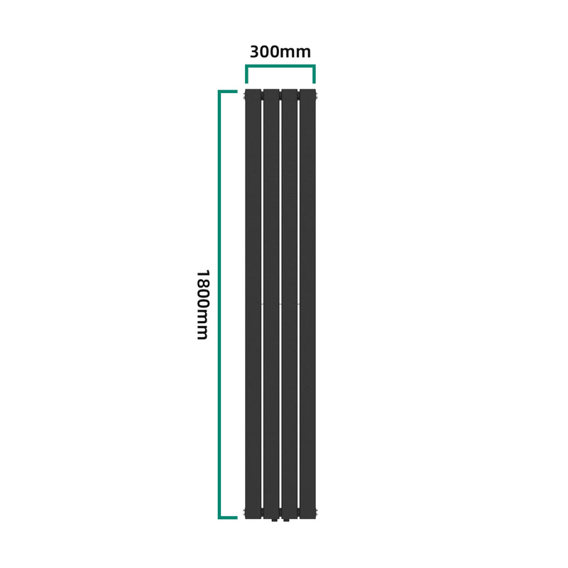 Croquis coté Radiateur à panneaux double Nore 1122 W acier 180 x 30 x 7 cm noir [neu.haus]