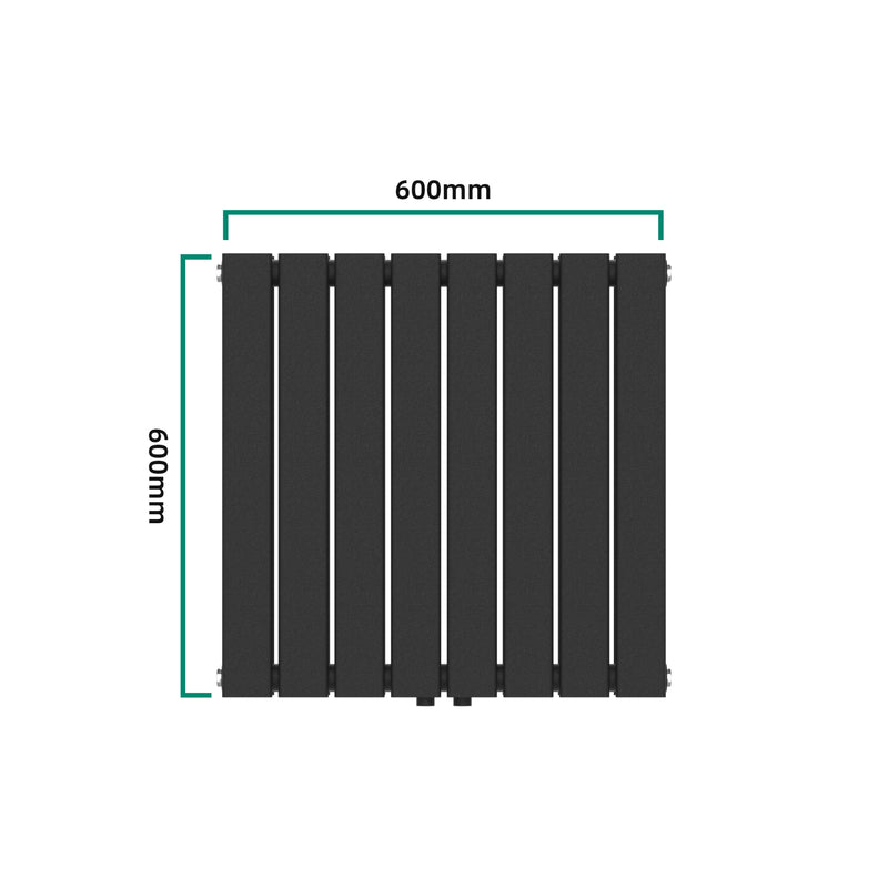Croquis coté Radiateur à panneaux double Nore 809 W acier 60 x 60 cm noir [neu.haus]