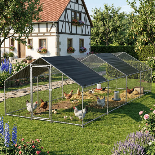 Enclos Extérieur Wels Volière Acier Galvanisé Argent Vert Foncé [pro.tec]