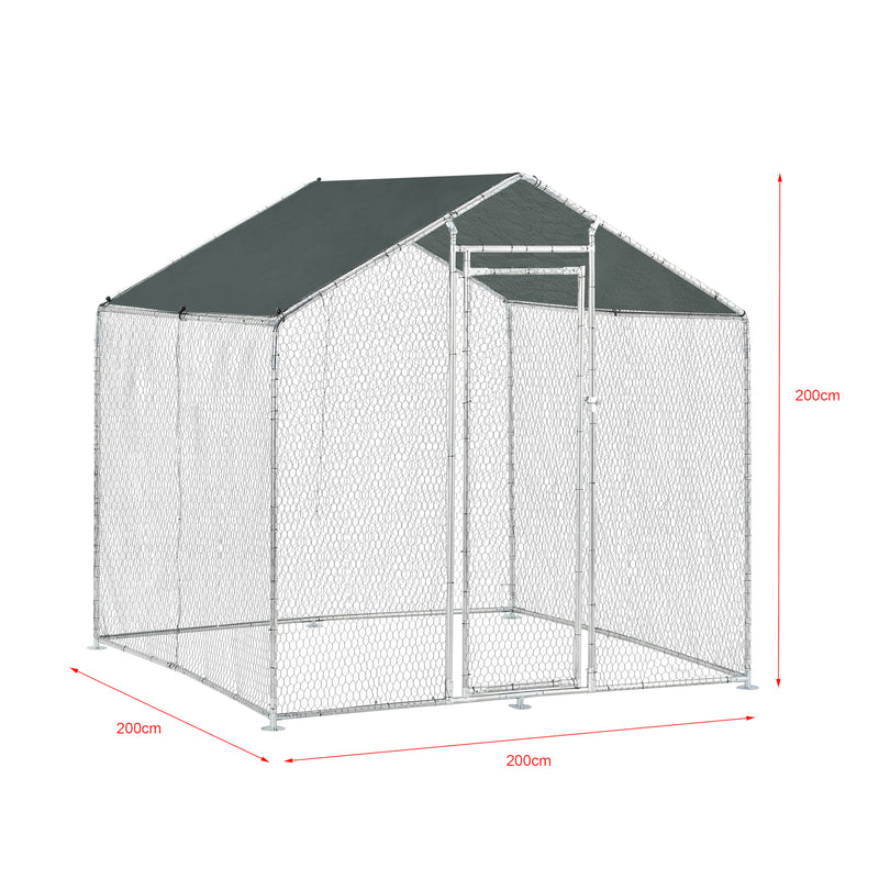 Croquis coté Enclos Extérieur Wels Volière Acier Galvanisé Argent Vert Foncé [pro.tec]