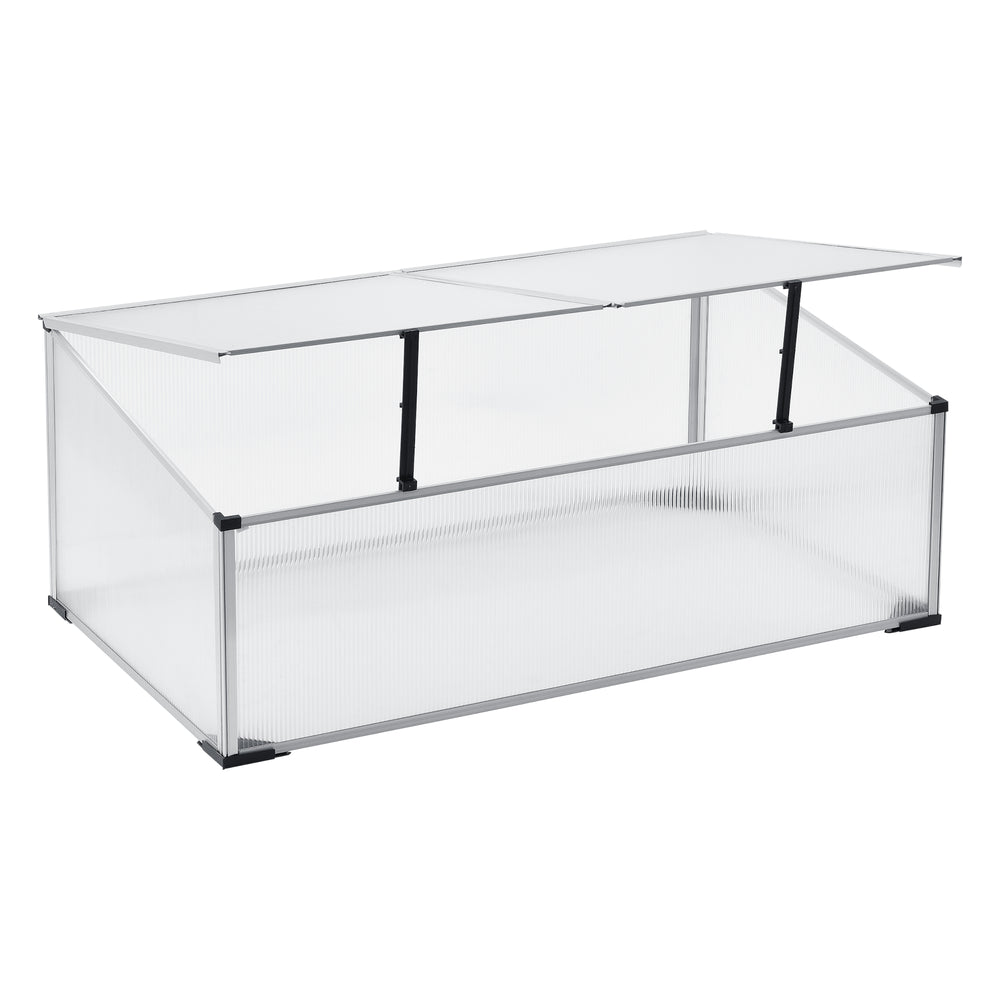 Châssis de culture Hoorn avec toit divisé 100x60x40 cm Aluminium Polycarbonate en.casa