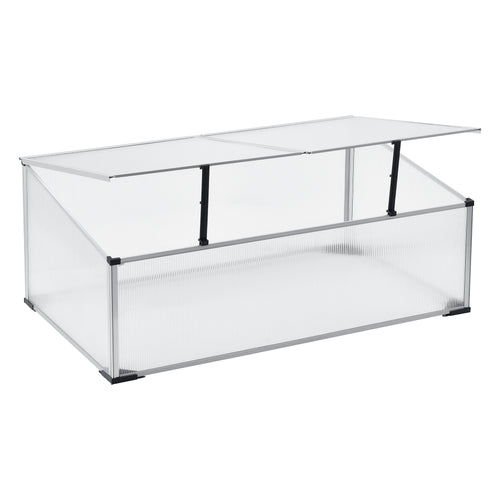 Châssis de culture Hoorn avec toit divisé 100x60x40 cm Aluminium Polycarbonate en.casa