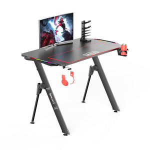 Table de jeu Stockton avec éclairage LED RGB noir en différentes tailles [pro.tec]