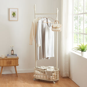 Porte-manteau sur roulettes Risør Acier Blanc [en.casa]