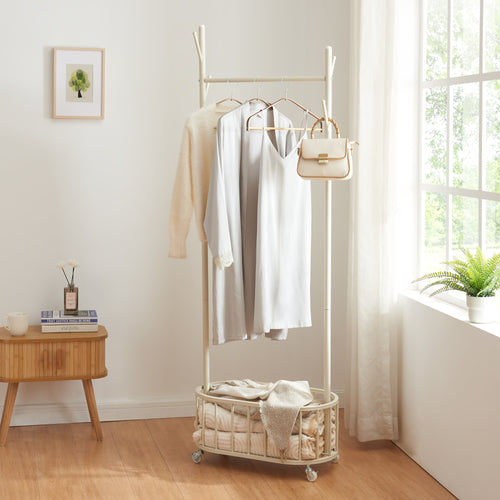 Porte-manteau sur roulettes Risør Acier Blanc [en.casa]