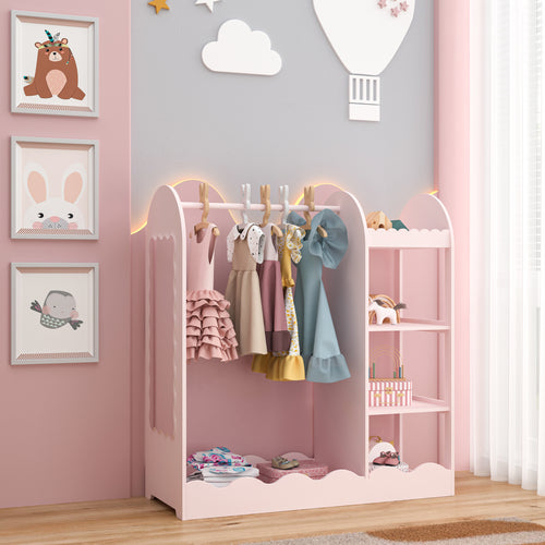 Porte-manteau pour enfants Vestnes avec miroir 100x94x38 cm Cotton Candy [en.casa]