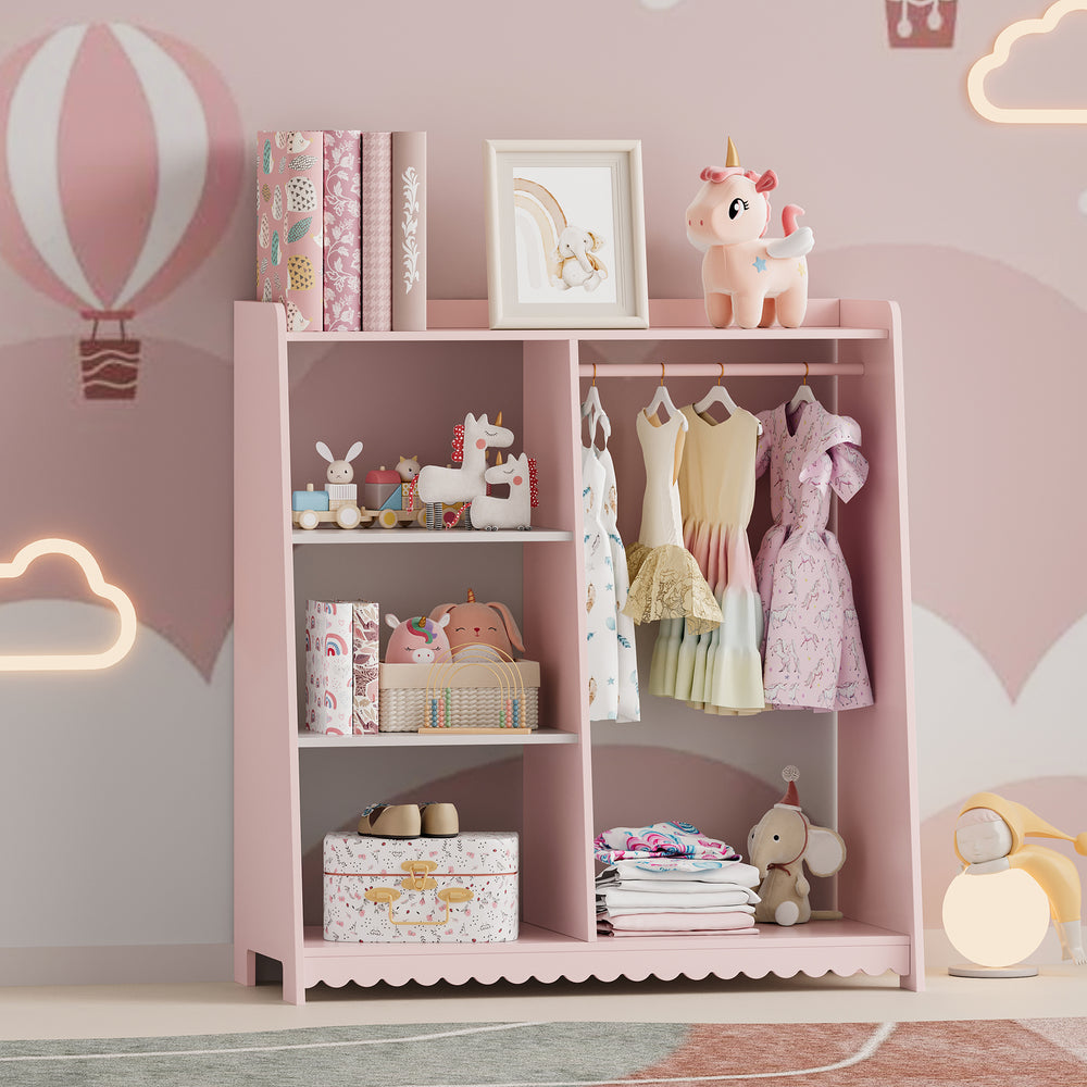 Kindergarderobe Vestnes 90x80x38 cm Cotton Candy/Weiß [en.casa] - premiumXL