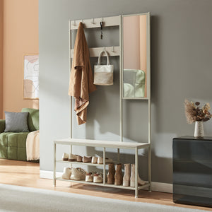 Porte-manteau Napinerg avec miroir et étagère à chaussures 185x98x34 cm [en.casa]