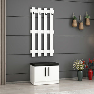 Panneau de vestiaire avec banc à chaussures Farum blanc [en.casa]