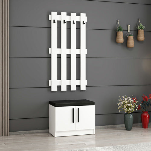 Panneau de vestiaire avec banc à chaussures Farum blanc [en.casa]