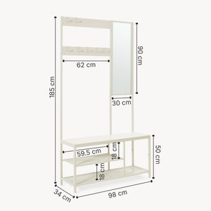 Porte-manteau Napinerg avec miroir et étagère à chaussures 185x98x34 cm [en.casa]