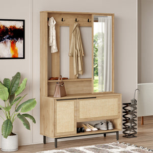 Penderie compacte Kvænangen 78x112x36 cm chêne/effet rotin [en.casa] - premiumXL