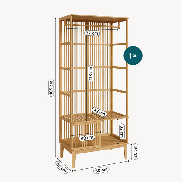 Ensemble de portant Vemb et étagère Trundholm bambou naturel [en.casa]