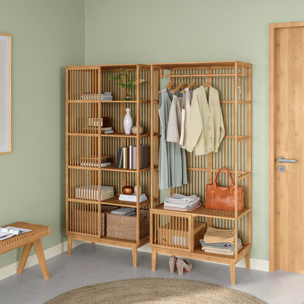 Ensemble de portant Vemb et étagère Trundholm bambou naturel [en.casa]