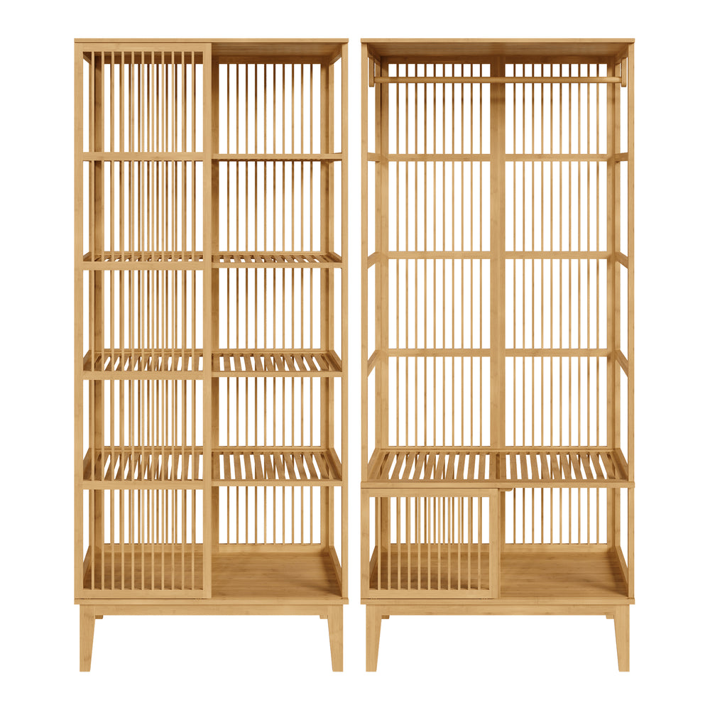 Ensemble de portant Vemb et étagère Trundholm bambou naturel [en.casa]
