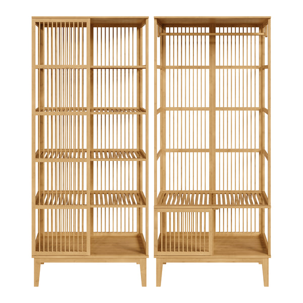 Ensemble de portant Vemb et étagère Trundholm bambou naturel [en.casa]