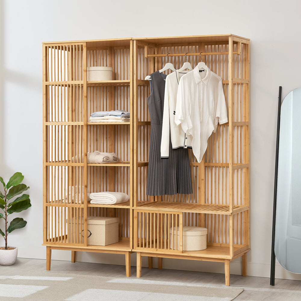 Ensemble de garde-robe composé de l'étagère autoportante Trundholm + porte-vêtements Vemb [en.casa]