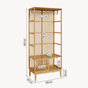 Portant à vêtements Vemb bambou 185 x 80 x 45 cm naturel [en.casa]