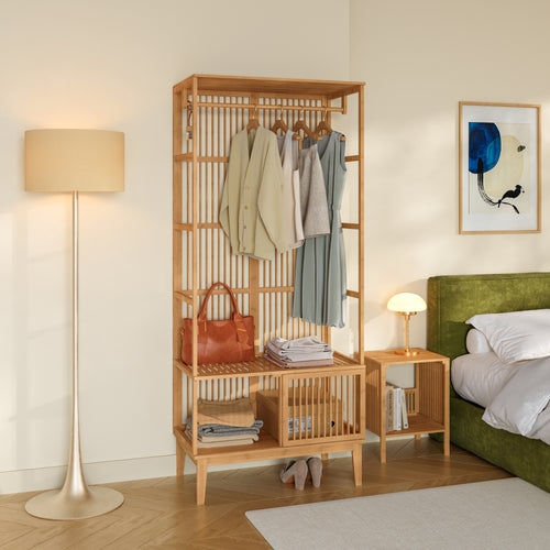 Portant à vêtements Vemb bambou 185 x 80 x 45 cm naturel [en.casa]