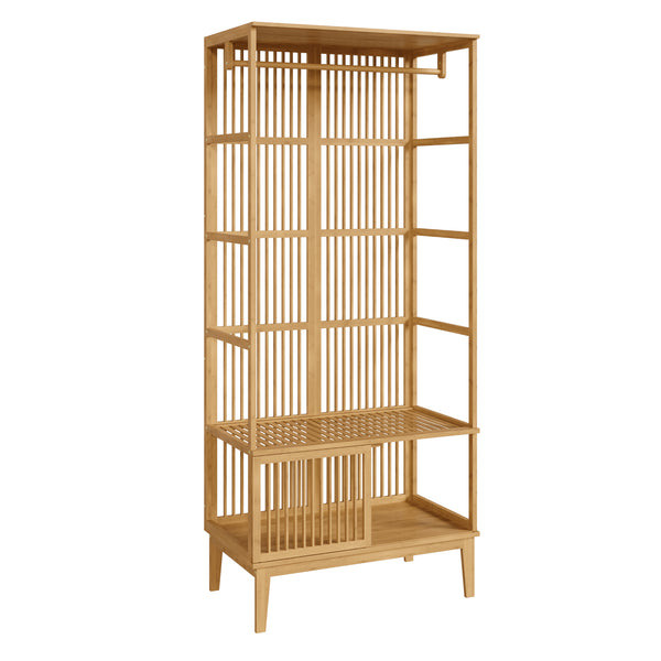 Portant à vêtements Vemb bambou 185 x 80 x 45 cm naturel [en.casa]