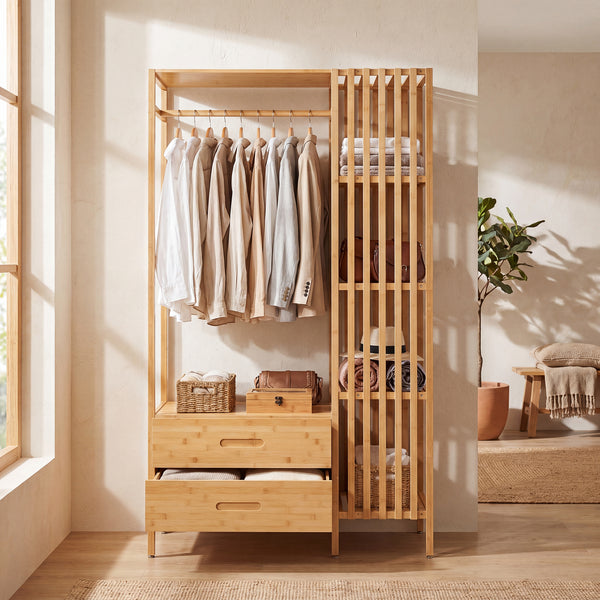 Portemanteau Varanger bambou 185 x 100 x 45 cm naturel [en.casa]