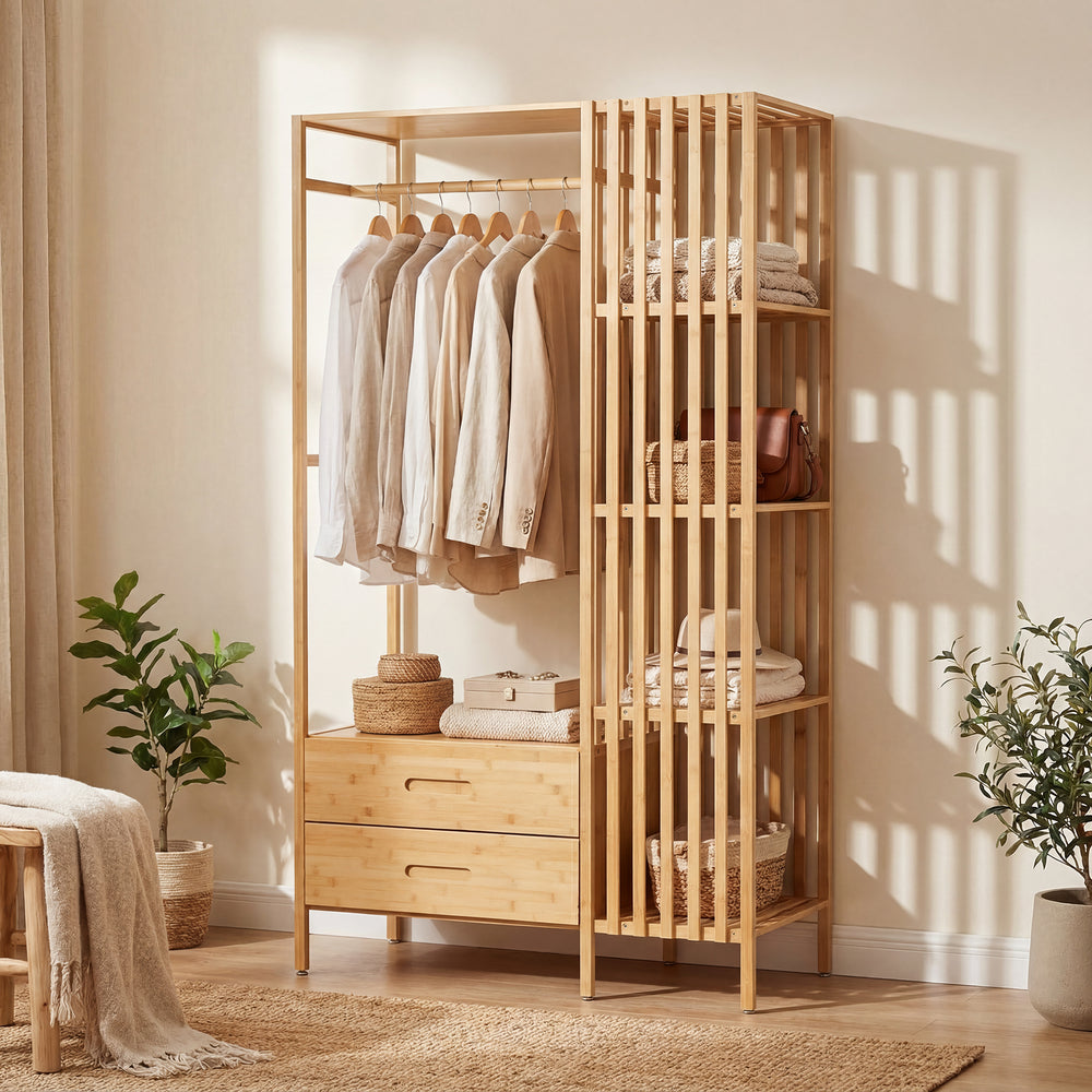 Portemanteau Varanger bambou 185 x 100 x 45 cm naturel [en.casa]