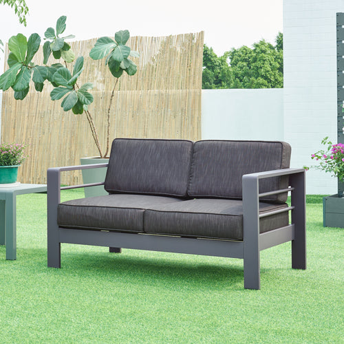 Canapé d'extérieur 2 places - Avise aluminium gris foncé [casa.pro] - premiumXL