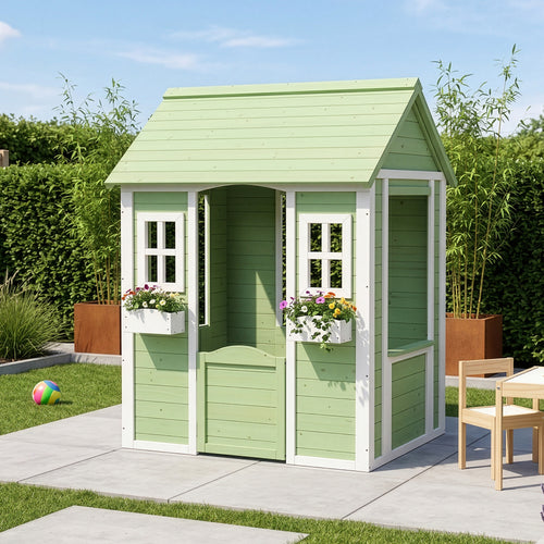 Maisonnette de jeu pour enfants Kuoldsvin bois de pin 44 x 107 x 90 cm vert blanc [en.casa]