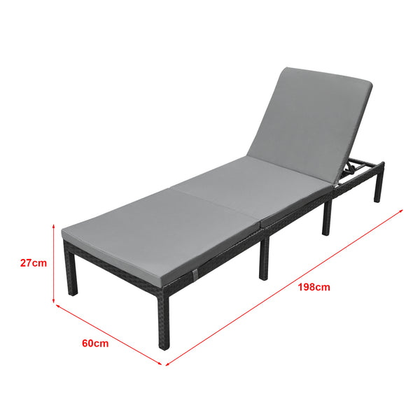 Transat Cartes avec Coussin Acier Polyester 198 x 60 x 27 cm plusieurs couleurs [en.casa]