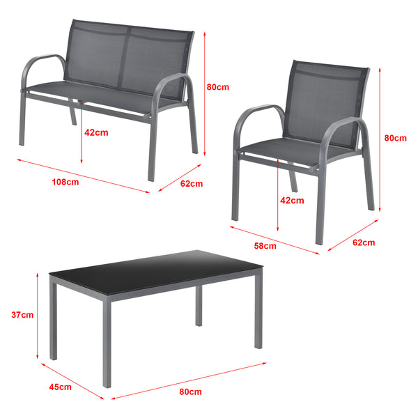 Salon de Jardin de 4 Meubles Gagra Extérieurs Acier PVC Polyester [en.casa]