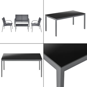 Salon de Jardin de 4 Meubles Gagra Extérieurs Acier PVC Polyester [en.casa]