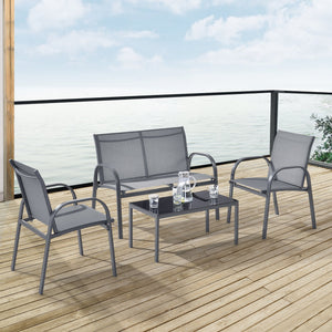 Ensemble de meubles de jardin Gagra Chaises avec banc et table différentes couleurs en.casa