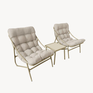 Salon de jardin 3 pièces Trölleping verre acier [en.casa]